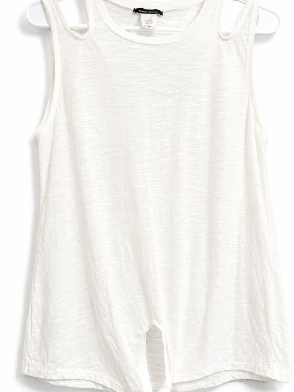 White Birch Ivory Tie Front Shoulder Cutout Tank Top Small